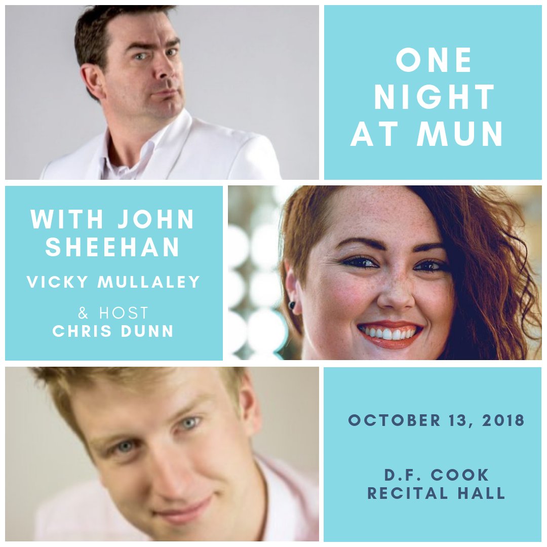 MemorialUAlumni's tweet photo. Join some of NL's best comedians for One Night at MUN! @johnsheehan07, @VickyMullaley & Chris Dunn (@blogmania4) are going to test your funny bone on October 13!
This show always sells out - so get your tickets soon!
https://t.co/6jX1DWBVaX
#OneNightAtMUN
#LaughTilYouCry https://t.co/SitdyBcZqH