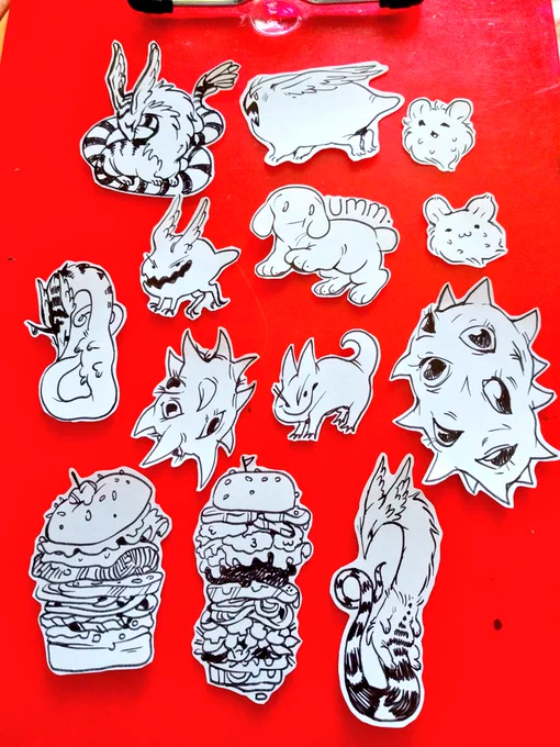 Some small hand drawn stickers I'm adding into the monster sticker orders ? 