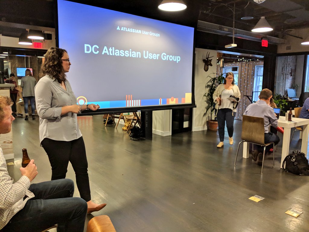 BTGFederal's tweet photo. Getting started with @Lizzierogers21 & the #dc_aug! Quick review of @Atlassian summit 2018 @Jira, @Confluence, @HipChat, #envision & more... Followed by Thad West from @IsosTech speaking on #portfolio creation & support! https://t.co/hvGyieYnLr https://t.co/YZmfDNOlRb