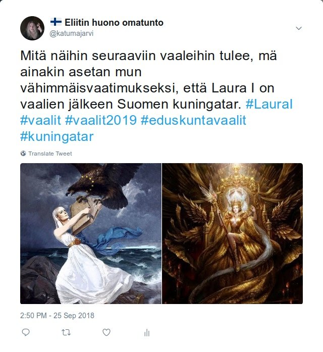 HuuhtanenPanu's tweet photo. #LauraI-veteraanina ilmoittaudun jälleen rintamalle kuningattaren puolesta! https://t.co/zKdBYRapaY