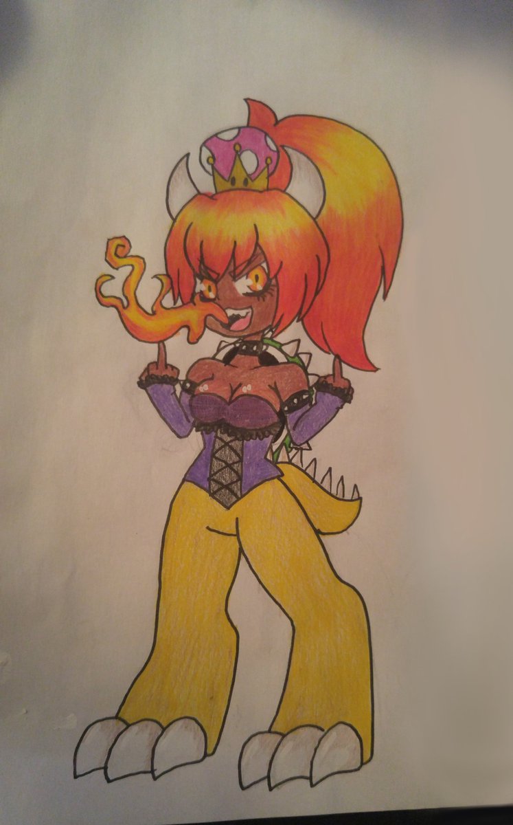 spoopyscarecrow's tweet photo. Haha im jumping into the #Bowsette trend. If she dont have bowser legs whats the point??
#bowserpeach #peachser #bowserette https://t.co/nRgQX8UXnk