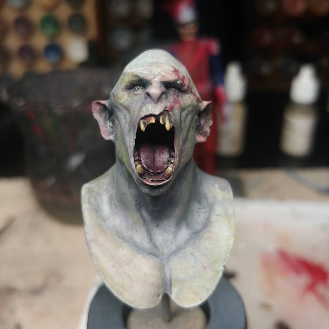 Okay, maybe a little progress. Still WIP #academicorcbust #orc #bust #stilllifeminis #heramodels