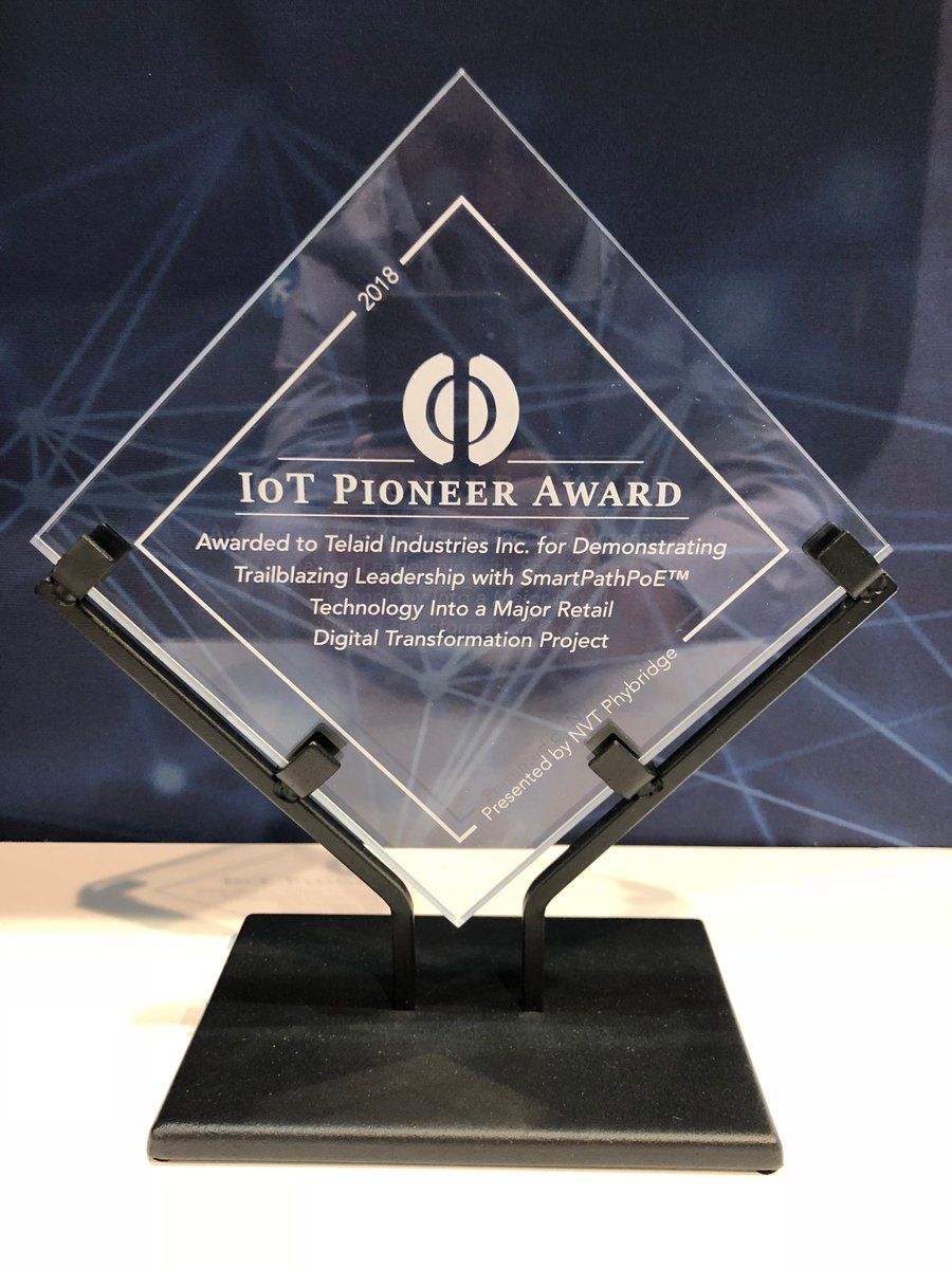 Telaid is honored to be awarded the #IoT Pioneer Award from <a href="/nvtphybridge/">N xxx sexy girl love</a> for demonstrating trailblazing leadership w/ their SmartPathPoE™ technology into a major a #retail #DigitalTransformation project. Telaid is NVT Phybridge's 1st partner to bring this technology to retail.