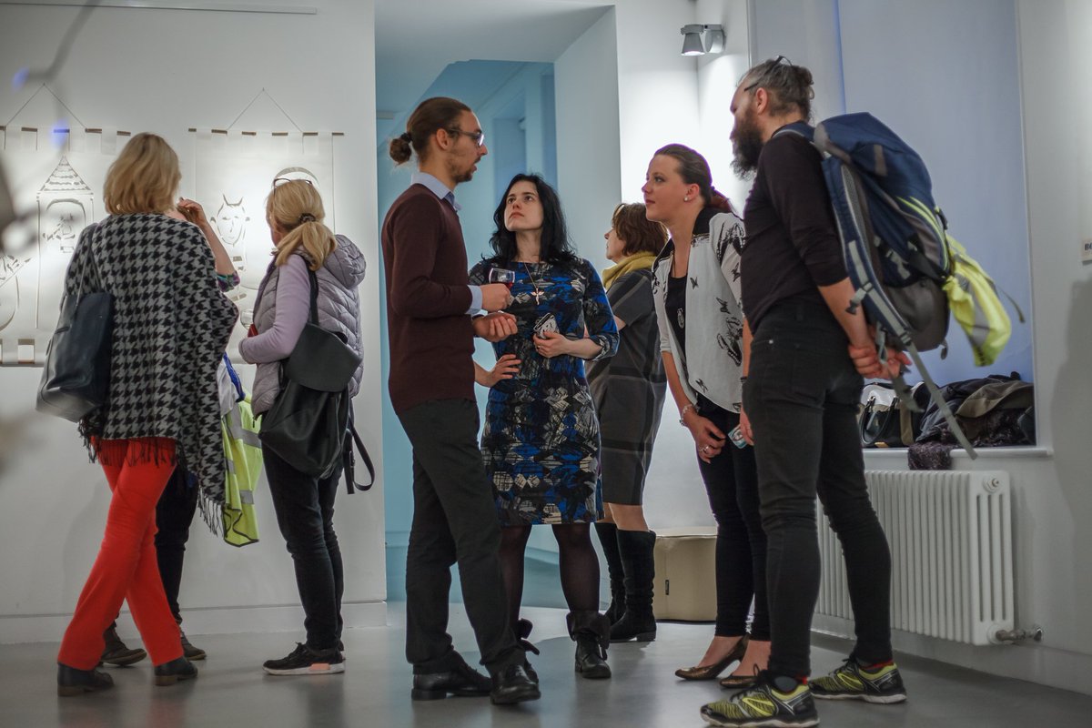 PolishCultWeek's tweet photo. It was another great night @PCW. Thank you all for coming to Fern Flower exhibition by Beata Knapik. We hope you enjoyed the unique approach to our folk stories. Many thanks to @CrescentArts for hosting us again and to Polish Consulate for support! @PLinBelfast fot. Natalia Grela https://t.co/VfTXcBceyQ