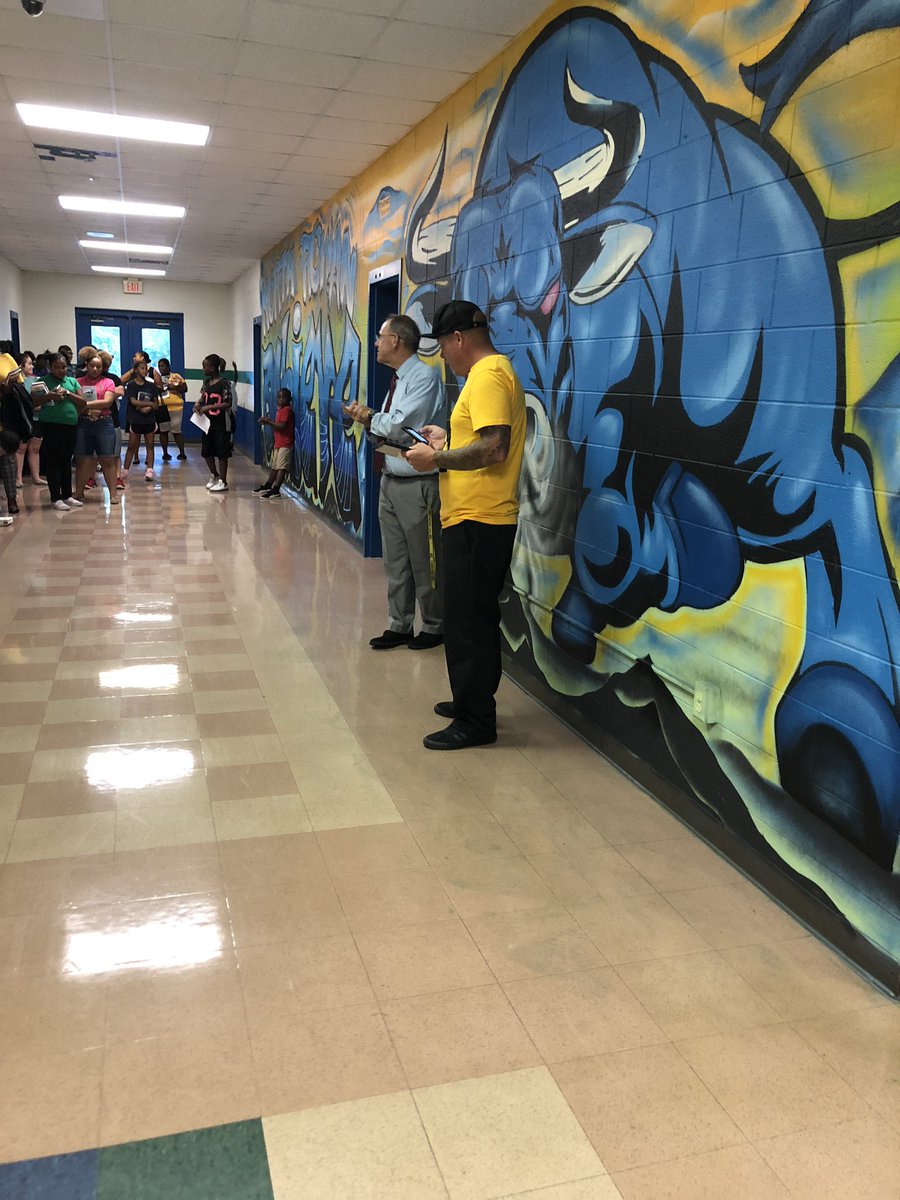 5. <a href="/NRMSMavs/">North Rowan Middle</a> mural dedication with <a href="/carlsnider/">Carl Snider</a> and the artist <a href="/abstractdissent/">abstractdissent</a> during Title 1 Literacy night! 📚and 🖼! @seejaneread88