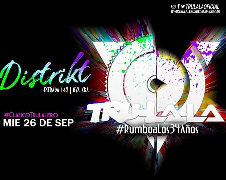 sintoniatrula's tweet photo. MIÉRCOLES 26 🔜 #Distrikt 🔥 ¡clásico trulalero! Chicas Free | Tragos 2x1 hasta las 2.30 AM 🍻💃
.
.
#Trulala 🔜 rumbo a los 34 años 🎶 https://t.co/KdnYDm3AMG