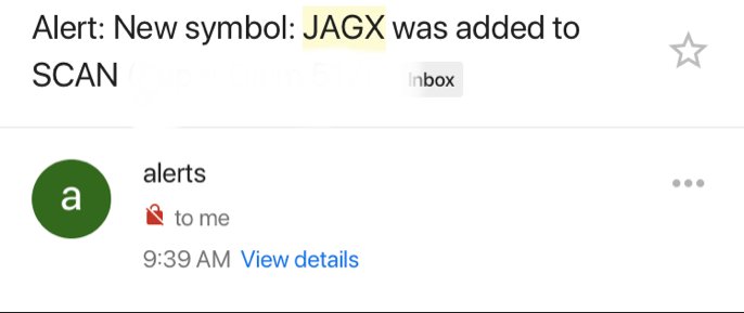 DunderTrading's tweet image. I wish I would’ve been home to see my alert on $JAGX  😢