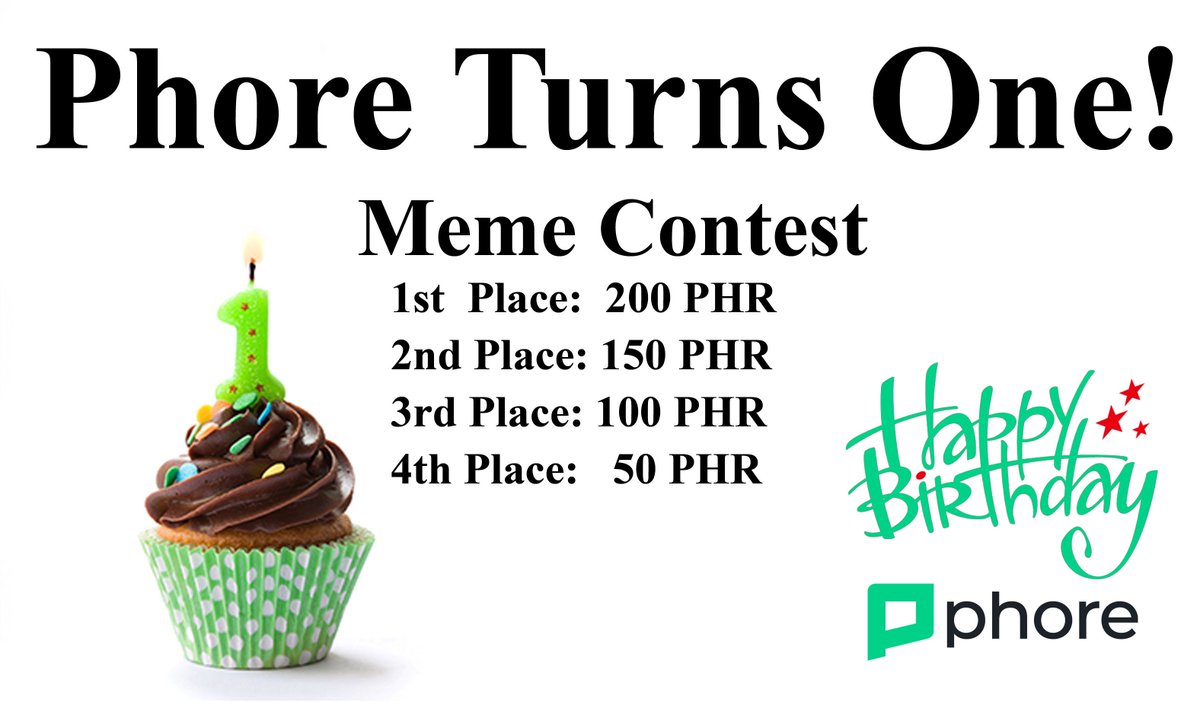 PhoreCrypto's tweet photo. #PHORE TURNS ONE! 🎂
Join the Happy Birthday $PHR Meme # Contest

1) Create a Birthday Meme using the Phore logo 
2) Post it in this string before Oct. 8th
3) Retweet your post

#Airdrop #FreeCrypto #MemeChallenge https://t.co/obL7nMpWN4
