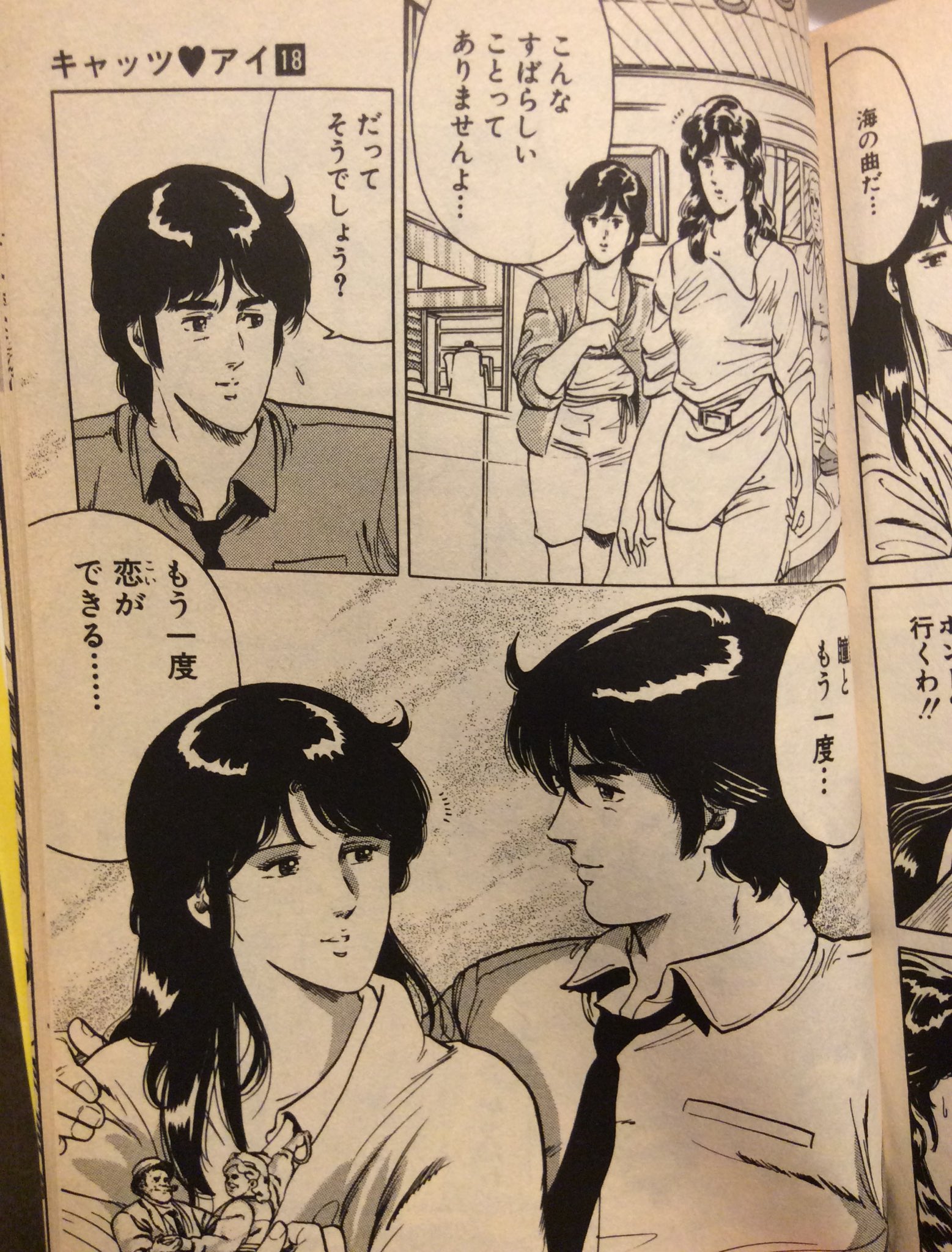 Twitter 上的 銭湯研究生 第22期 キャッツ アイの最終巻は 置いてあるとどうしても読んでしまう 最終話で瞳が突然謎の記憶喪失 でも 瞳ともう一度恋ができる という謎の理由で そのまま記憶戻る事なく 2人でキャキャ砂浜走って 謎のハッピー
