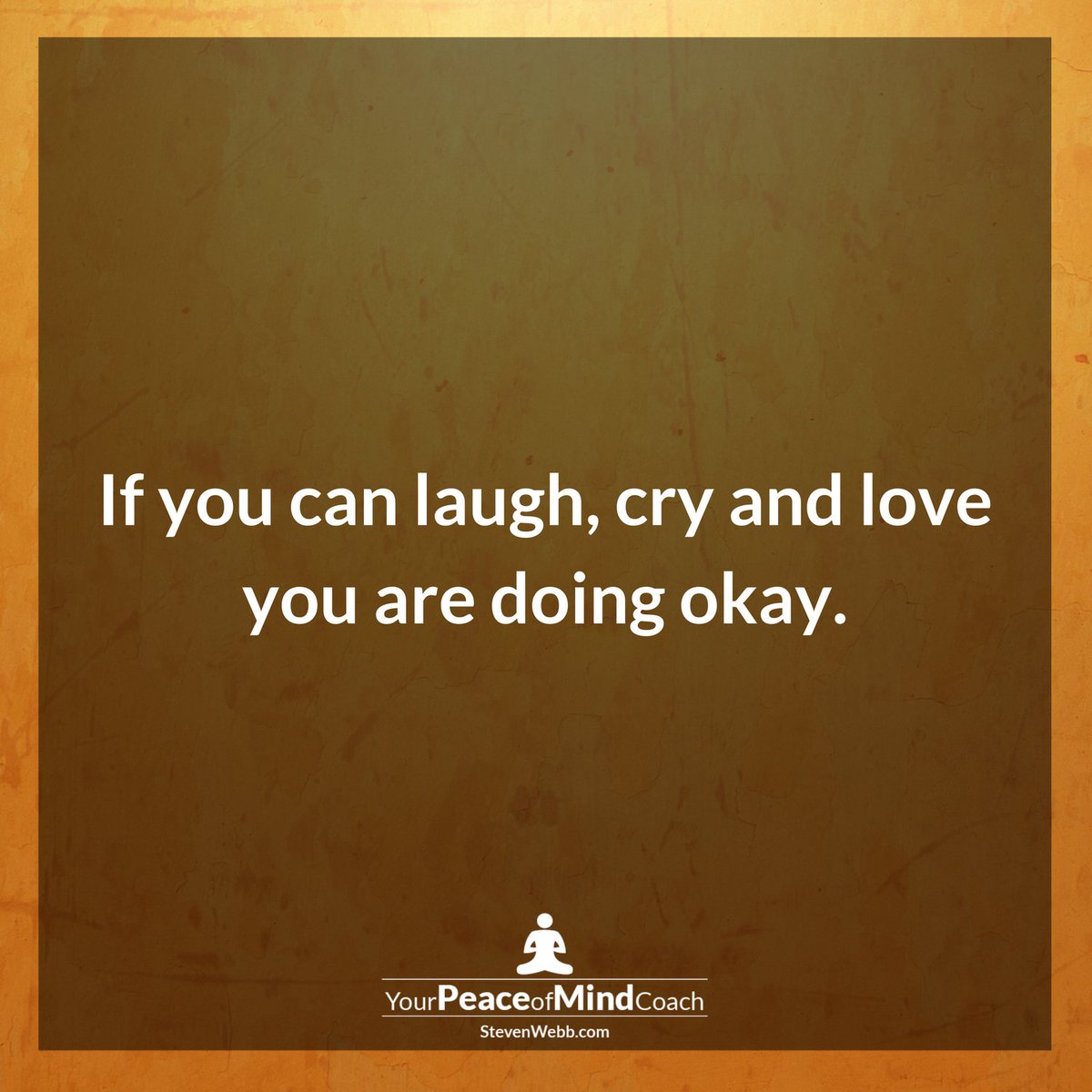 If you can:
Laugh
Cry 
and Love you are doing okay.
#PictureQuote #Quote