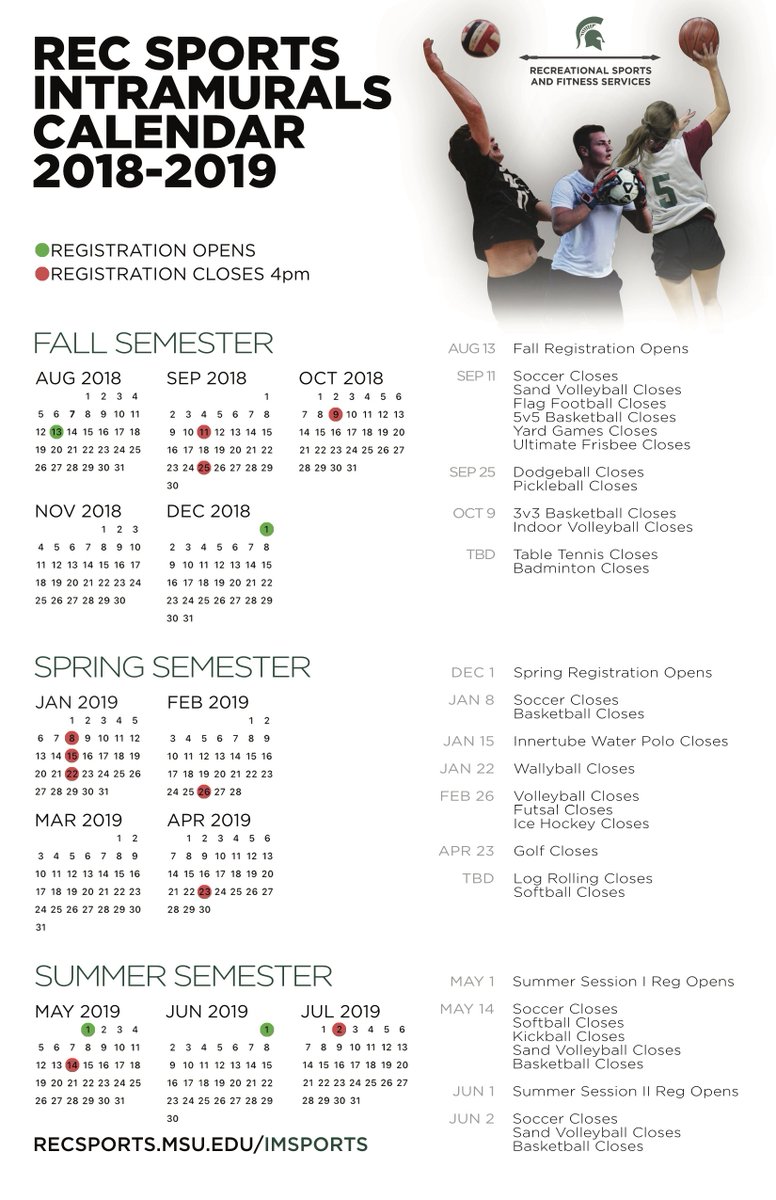MSU_RecSports's tweet image. It's ... a ... great ... day ... for... INTRAMURAL SPORTS!!! The calendar is here (Find more info on our website: recsports.msu.edu/imsports/index…) #IMsports #GetRec'd