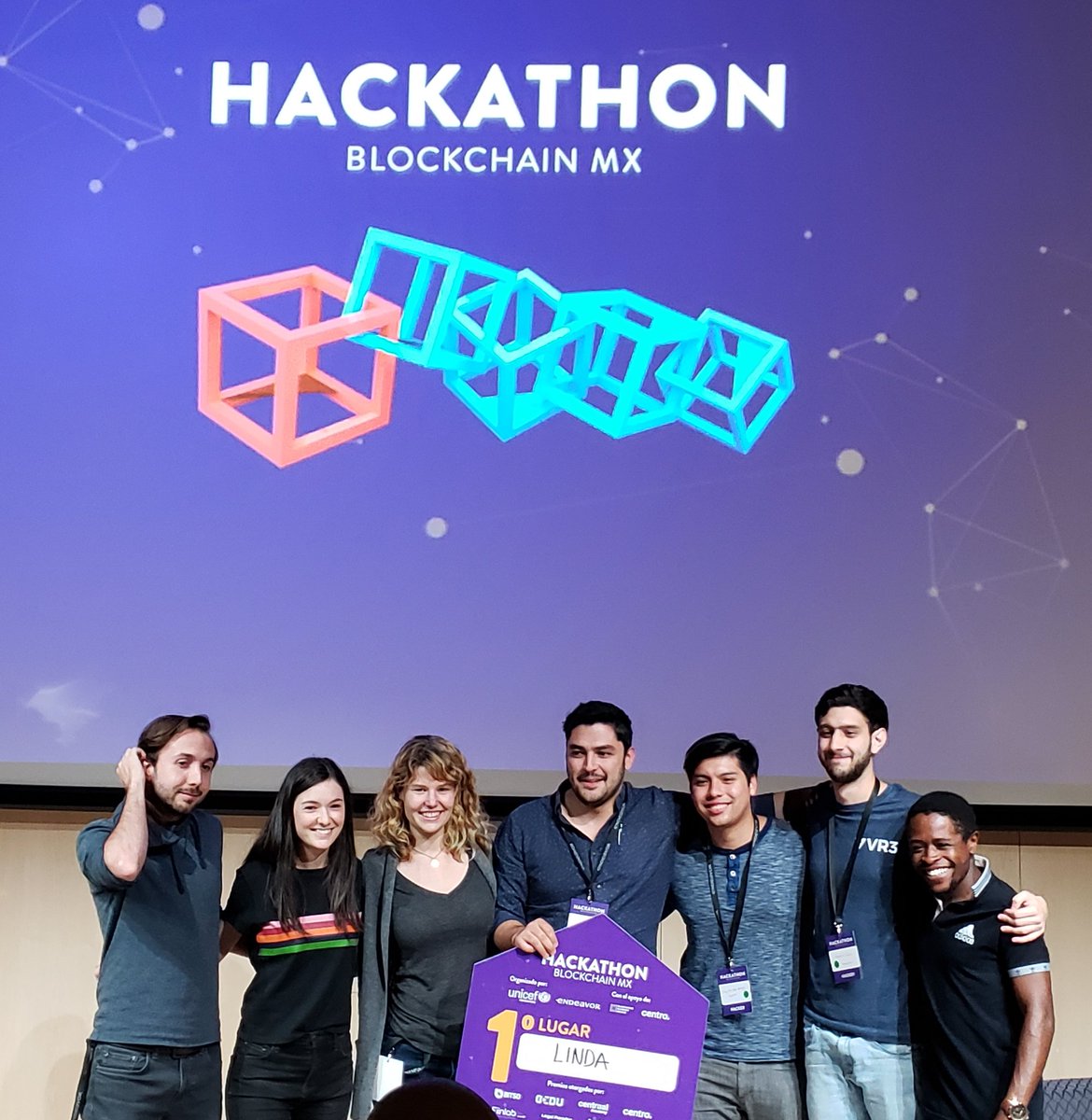 HyperBlock_mx's tweet photo. Felicidades a @vr3io 1er. lugar del #HackathonBlockchainMX @UNICEFinnovate @EndeavorMexico @blockdemy @centro_news https://t.co/p1xGaQd3zK
