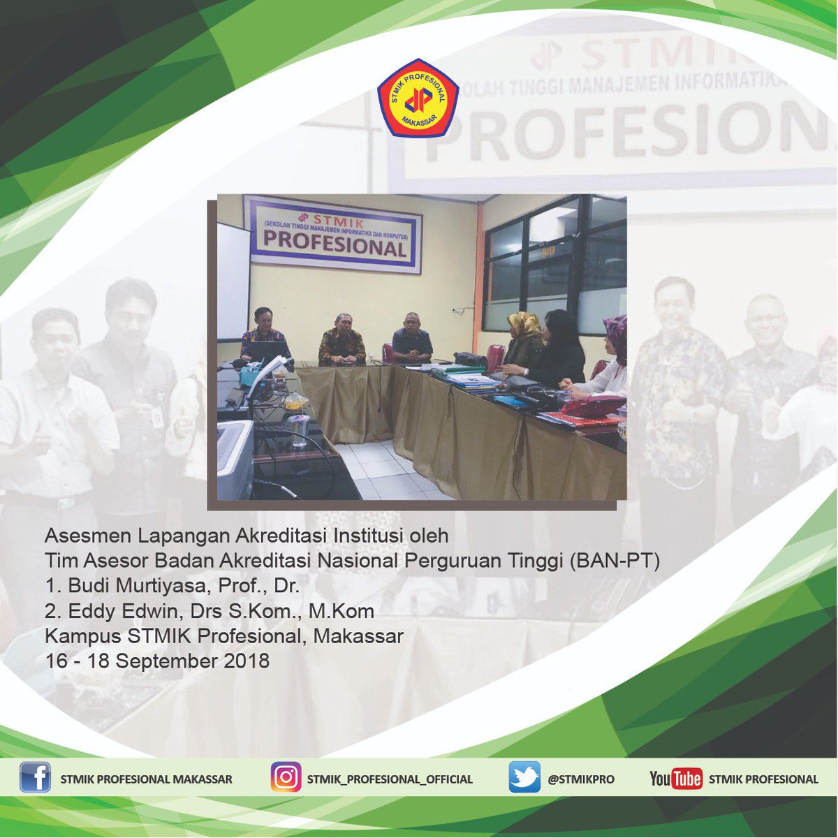 stmikpro's tweet photo. Proses Akredritasi Institusi STMIK PROFESIONAL

#stmikprofesionalmakassar #stmikprofesional #iamprofesional #iampro https://t.co/KCS1jCUKPB
