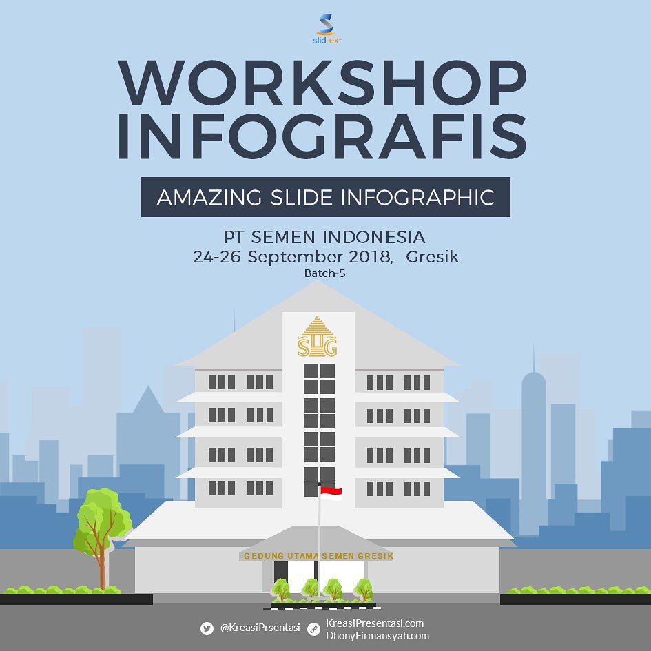 KreasiPrsentasi's tweet photo. Hai..

Pagi ini, Tim Kreasi Presentasi sdh berada di Kantor Pusat Semen Indonesia Group di Gresik untuk Workshop Infografis #Bacth-5. Bersama @DhonyFirmansyah , @Yudhie_Asthra dan @Istikumayati   

Bismillah... Siap action di Kota Pudak. Semoga lancar &amp; makin membahana. https://t.co/2VLNQdIeEu