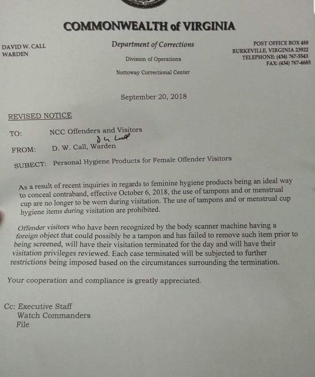 jaybeware's tweet image. .@PrisonReformMvt has organized a phone zap for this tomorrow at 9 AM. VADOC is trying to rollout a horrendous policy which would prevent women from wearing tampons or pads when visiting their loved ones in prison.  m.facebook.com/events/1897154…