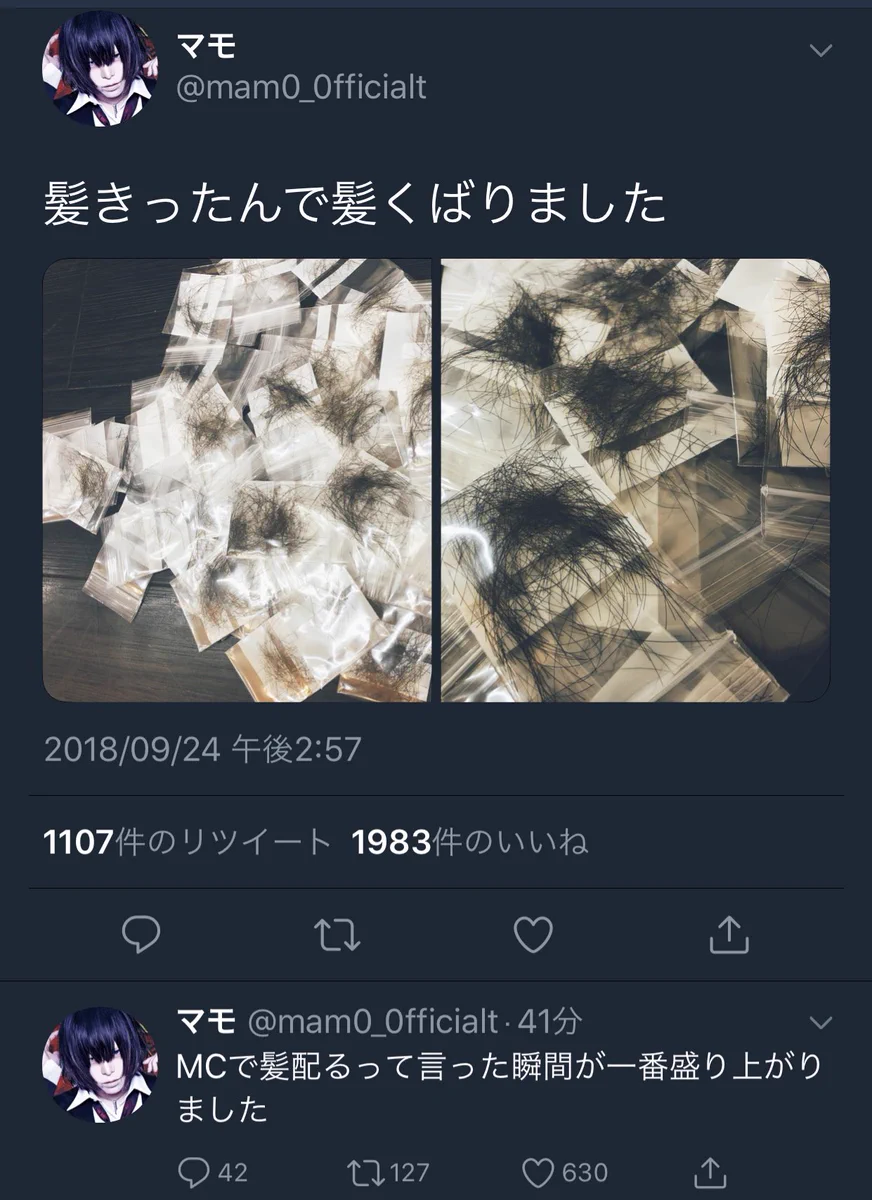 V系バンドR指定のマモの髪の毛を食べるファンのことが色々と心配なのだがww