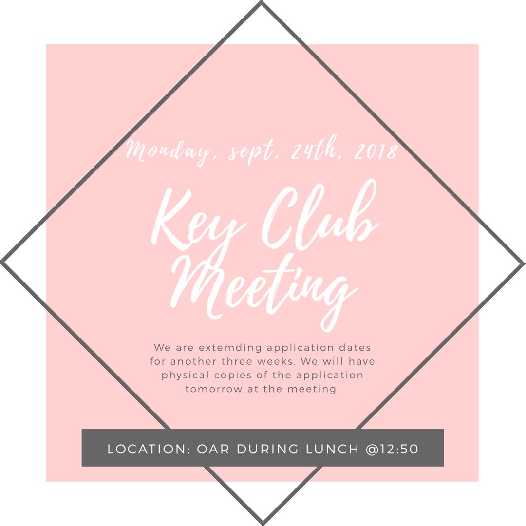 CarsonKeyClub17's tweet image. MEETING TOMORROW!