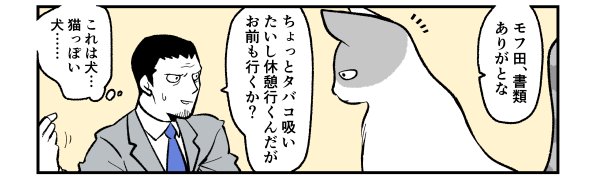 今夜18時頃モフ田くんの新しい話をアップ予定です～?☺️

今回はまだあまり出てきてない大川チーフとモフ田くんのお話です。
どうやら少し猫が苦手なようで…？？ 