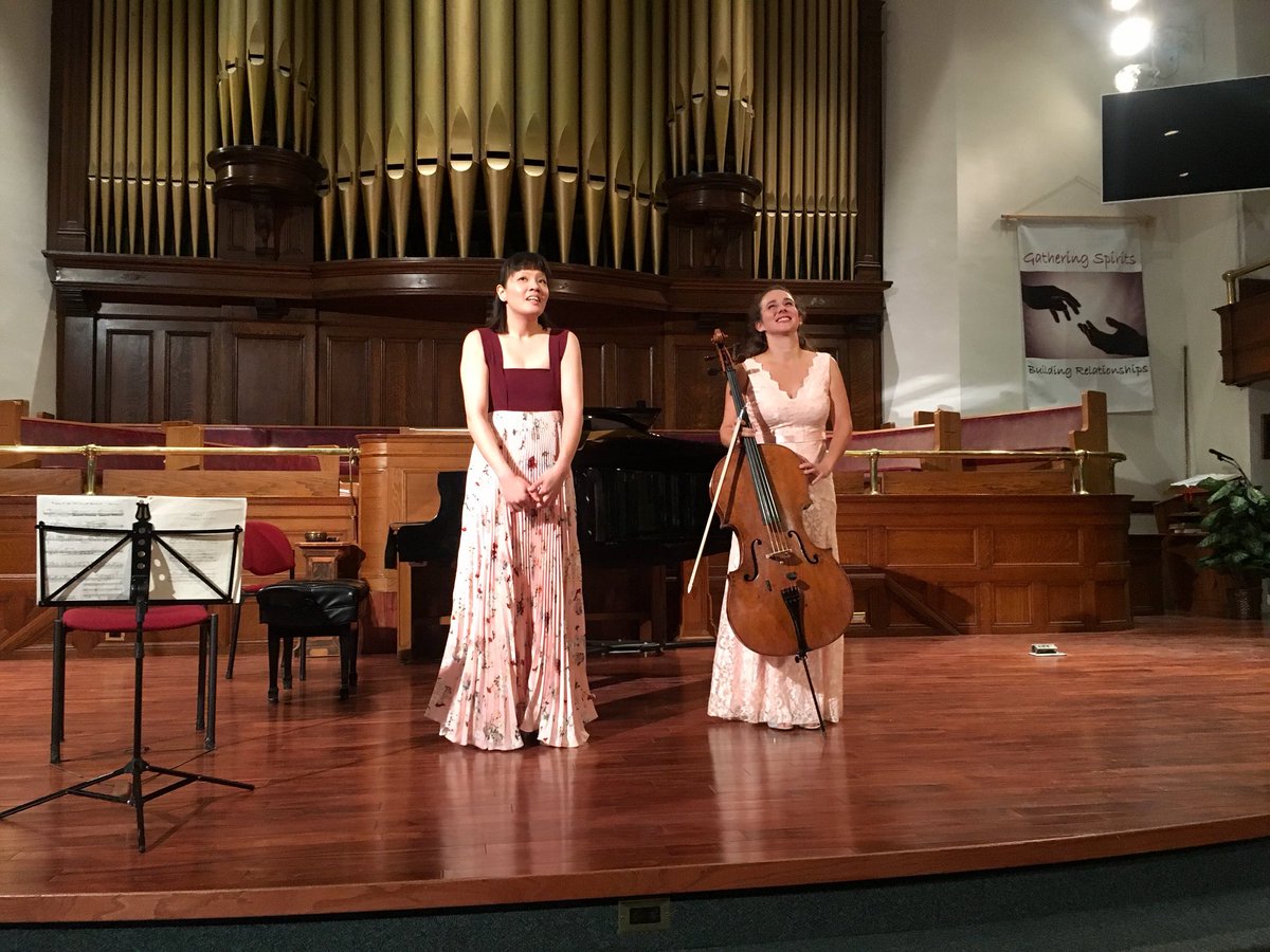 Today’s highlight was an amazing cello/piano recital “Enchanted Worlds” by Chloé Dominguez and Janelle Fung. Franck, Beethoven, Alexina Louie, Stravinsky, and Janacek on the program. #reginamusicalclub @OSACsask @PrairieDebut