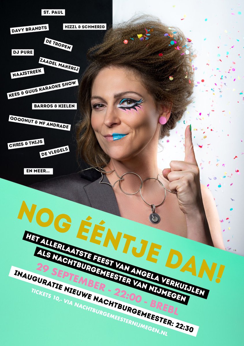 As. zaterdag neem ik na 4 jaar afscheid als nachtburgemeester van Nijmegen. Kom je mee proosten? Wordt een fijn feest! 🎉
shop.ikbenaanwezig.nl/tickets/event/…