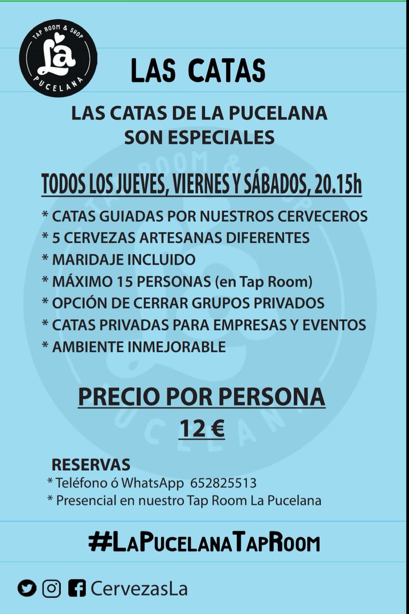 Te apetece pasar un buen rato con buena cerveza Artesana y #lamejorcompañia en La Pucelana? Aquí tienes toda la info a cerca de las catas que organizamos para vosotros. Salud! #Valladolid #cervezaartesana #lapucelanataproom