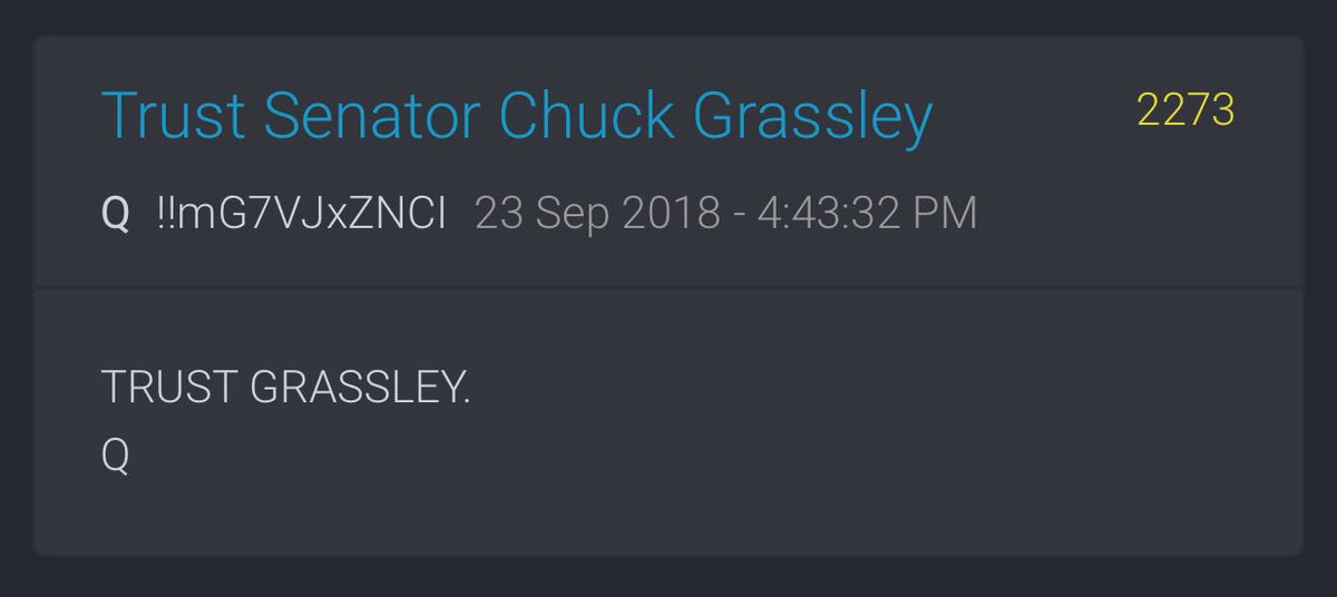 I know a lot of people may find this one difficult, but the latest #qanon:
#trustGrassley