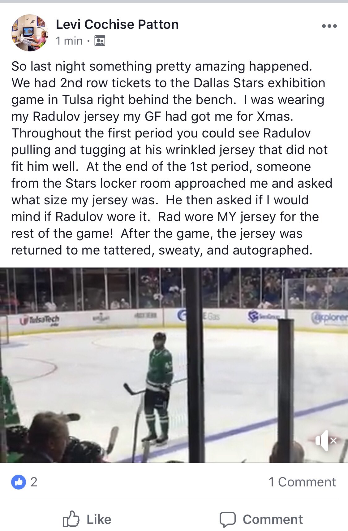 Jeffrey Kahn on X: So this is actually pretty cool. @DallasStars player  Alexander Radulov had a terrible, crumpled jersey during one of the games.  Someone from the Stars locker room approached a