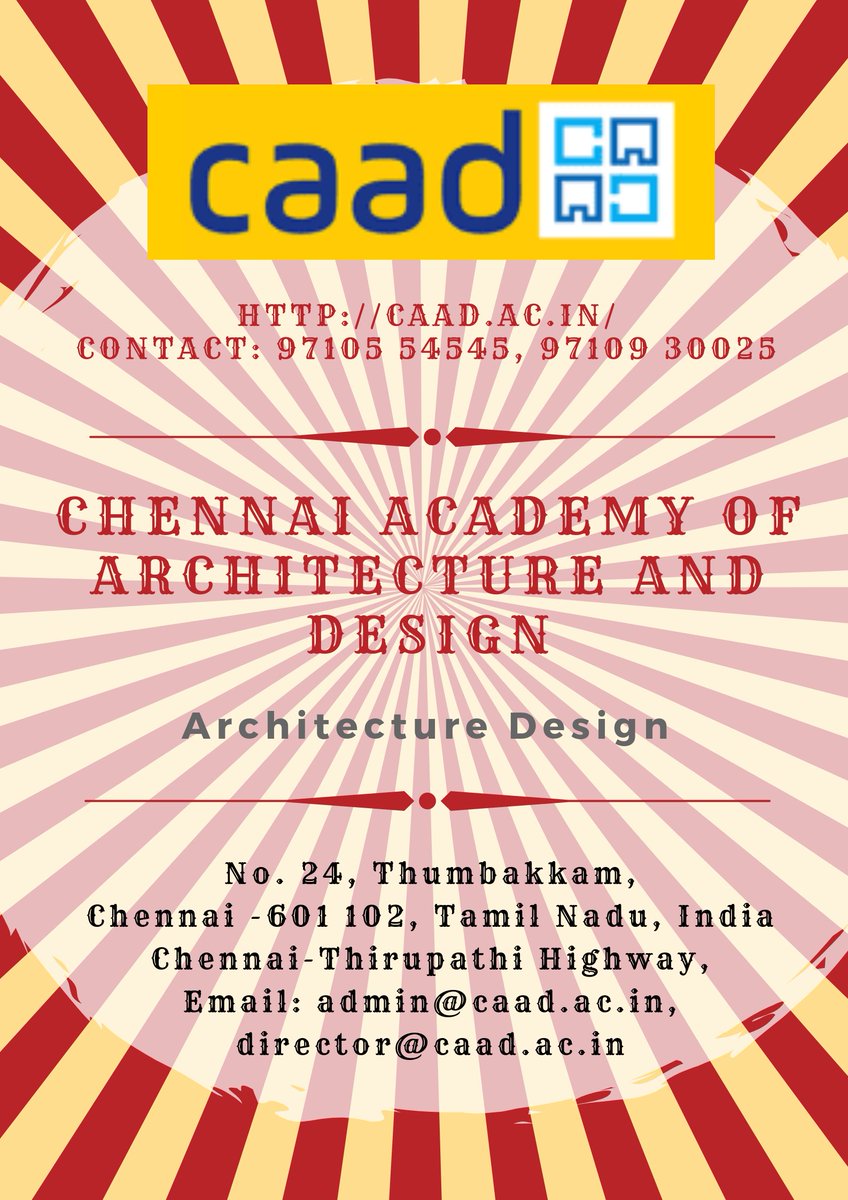 SedhuVikram's tweet image. Most organizations prefer to contract applicants who have obtained #NataCourseinChennai with the proper accreditation status, there are more job opportunities student from the #architecturecourses from these colleges.

caad.ac.in

#BestArchitectureCollegesInChennai