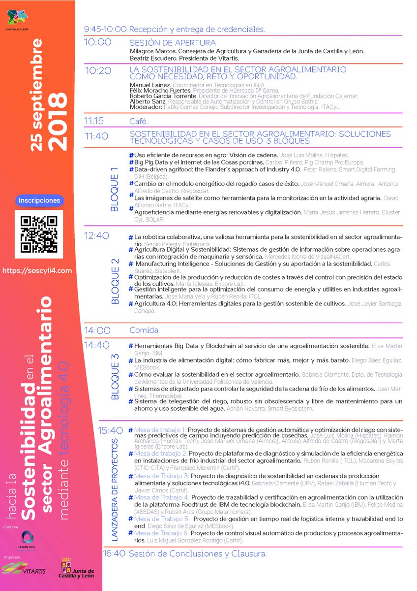 Programa del Seminario sobre sostenibilidad en el sector agroalimentario mañana en Valladolid. Inscripciones gratuitas en soscyli4.com <a href="/Vitartis/">VITARTIS</a> <a href="/ITACyL_/">ITACyL</a> <a href="/AIMCRA/">AIMCRA</a>