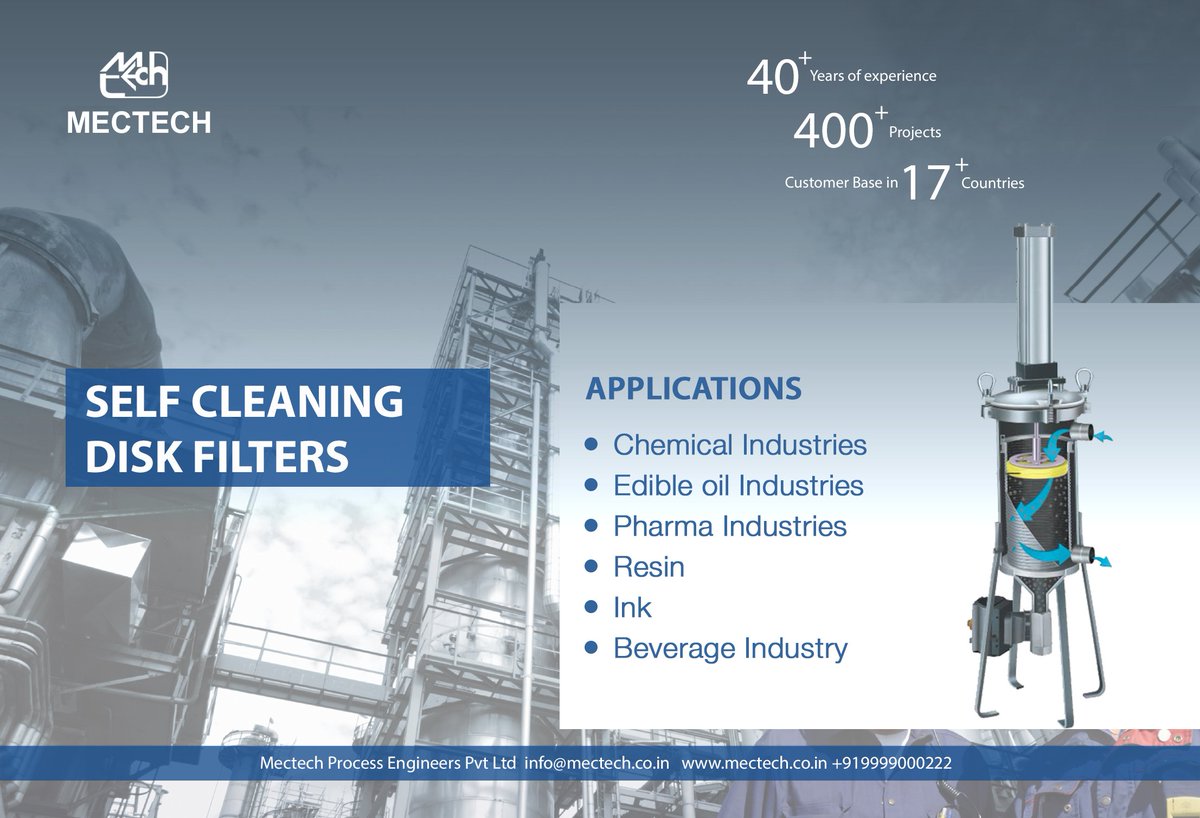 MectechP's tweet image. Industrial Filters &amp;amp; Self Cleaning Disk Filters Manufacturer &amp;amp; supplier by Mectech Group India.
Mectech Process Engineers Pvt Ltd.
info@mectech.co.in
mectech.co.in
+919999000222
#Manufacturer #Mectech #Filters #suppliers #India #Brazil #Russia #Germany