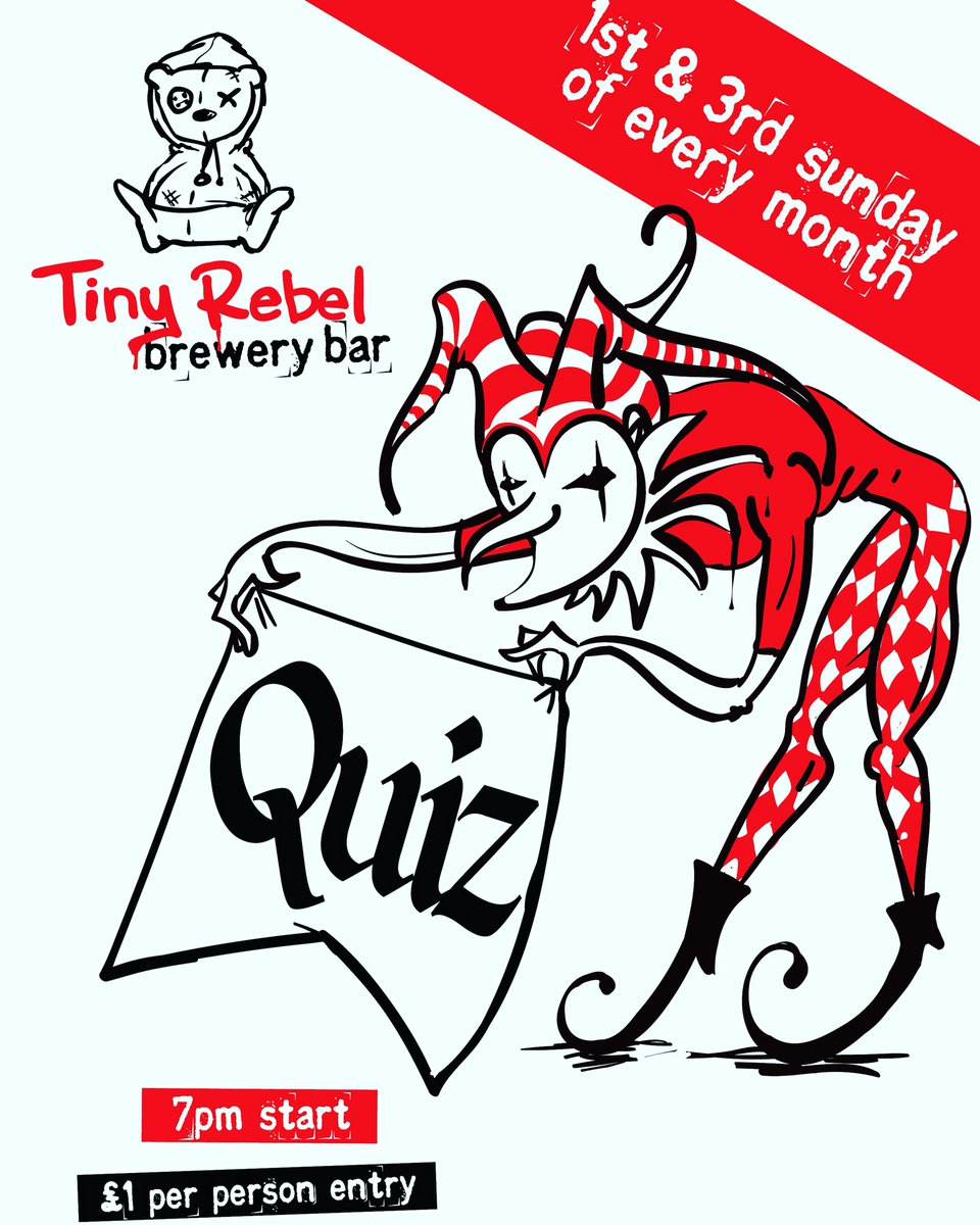 For you inquisitive Rebels out there, next Quiz is Sunday 7th October (1st and 3rd Sunday of every month)! 🎤🍺💷💷 #tinyrebel #brewerybar #PubQuiz