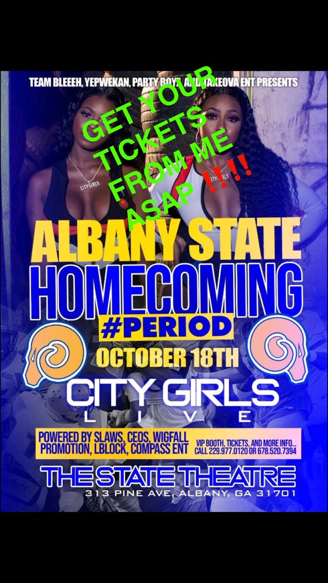 iammorganbriana's tweet photo. CITY GIRLS COMING TO ALBANY!!!! Dm me for your tickets. Be there or hear about it!!! #TEAMBLEEEH https://t.co/64ljsh7yOP
