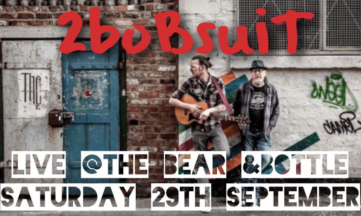 bearandbottle's tweet photo. We are an upbeat Rock, pop and Indie acoustic duo from Warrington consisting of guitar, cajon and harmonica
set list inclues
Make me smile by Steve Harley
In the Air tonight by Phil Colins
Blame it on me by George Ezra @bearandbottle @crusher316 @9_Gallon @Hop_Co https://t.co/4qtu3CqQFz
