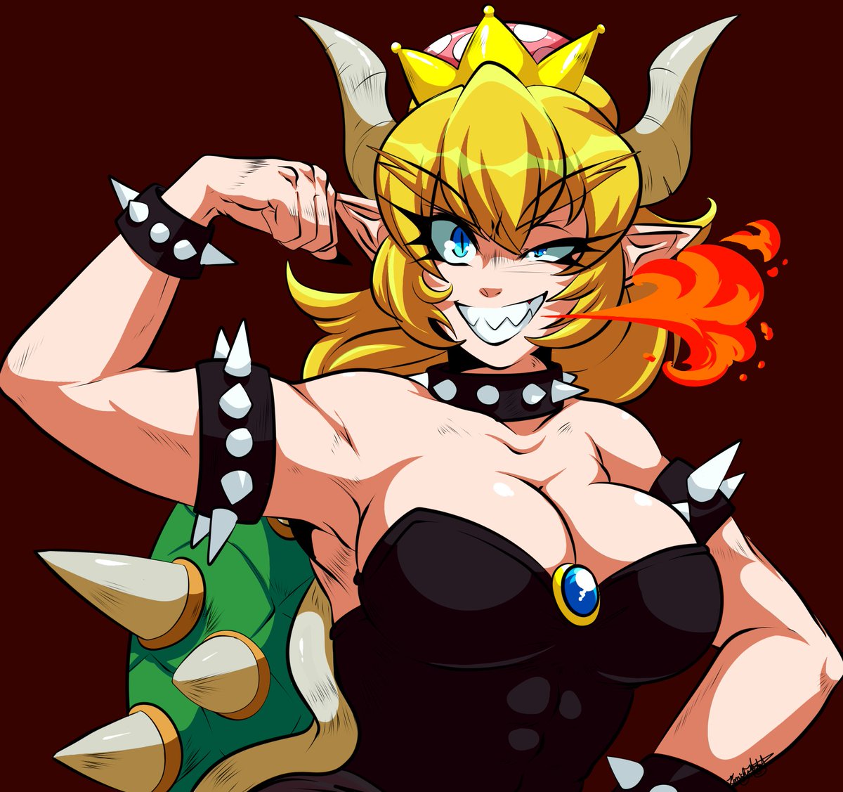 itsmeishmi's tweet image. I was peer pressured into the bandwagon! I WAS BULLIED!!! Two flavors of very doofy and very messy Bowsette! I think I like her with red hair more. &amp;gt;v&amp;gt; #クッパ姫 #Bowsette