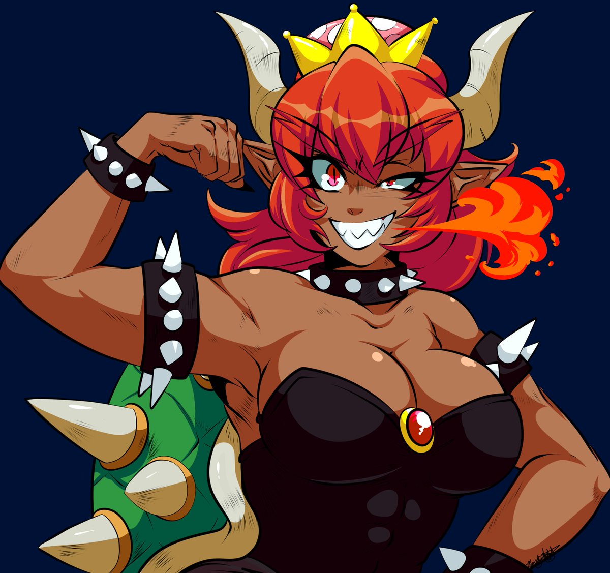 itsmeishmi's tweet image. I was peer pressured into the bandwagon! I WAS BULLIED!!! Two flavors of very doofy and very messy Bowsette! I think I like her with red hair more. &amp;gt;v&amp;gt; #クッパ姫 #Bowsette