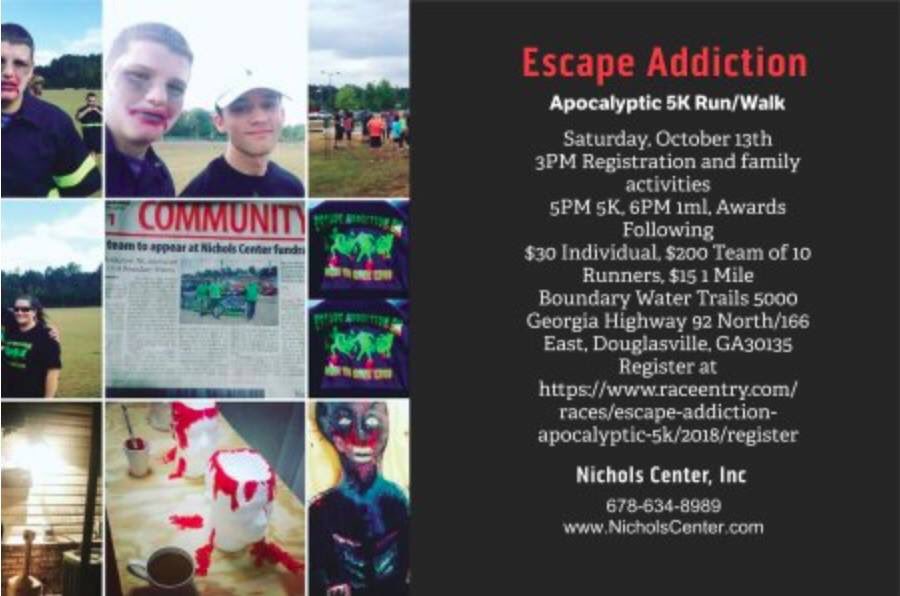 NicholsCenter's tweet photo. October 13th Escape Addiction 5k Register today!!! https://t.co/7EhSwIBwBK