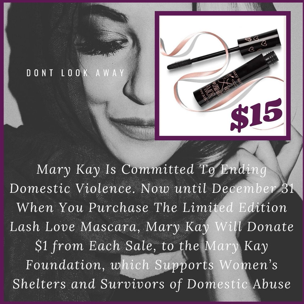 beautymklaura's tweet photo. Be a part of beauty that gives back! In the United States, from Aug. 26 through Dec. 31, 2018, Mary Kay Inc. will donate $1 from each sale of the limited-edition† Mary Kay® Lash Love® Mascara to The Mary Kay FoundationSM, which supports women’s shelters and survivors of abuse. https://t.co/0UD7RDVCtd