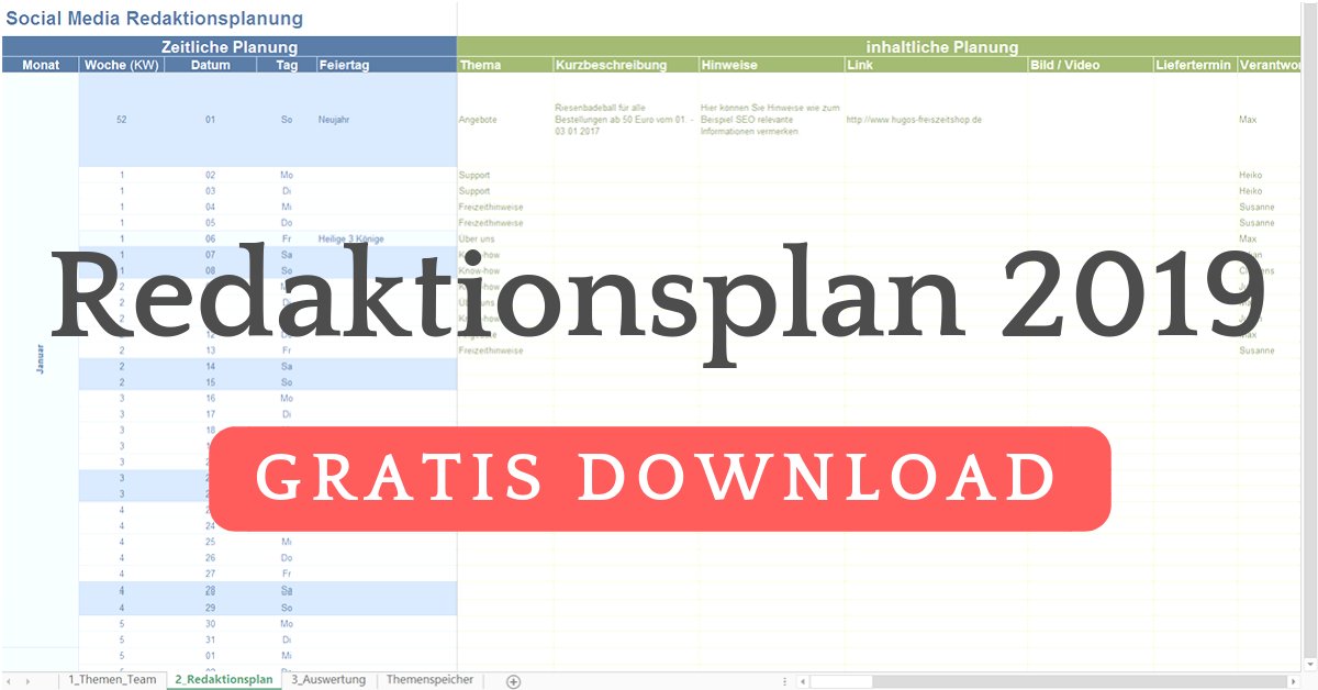 #Redaktionsplan für 2019 ist jetzt als Gratis-Download verfügbar - inkl. Feier-, Aktions-, Namens- &amp; Gedenktagen. onlinemarketing-praxis.de/social-media/s…