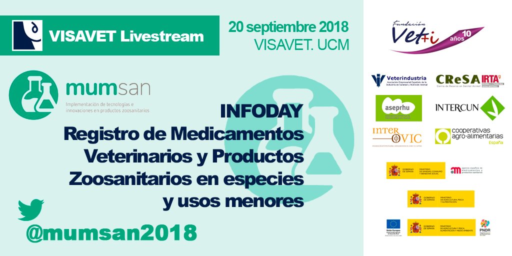 Sigue en directo INFODAY: Registro de Medicamentos Veterinarios y Productos Zoosanitarios en especies y usos menores <a href="/mumsan2018/">MUMsan</a> <a href="/Vetmasi/">Fundación Vet+i</a> @mapagob <a href="/sanidadgob/">Ministerio de Sanidad</a> live.visavet.es