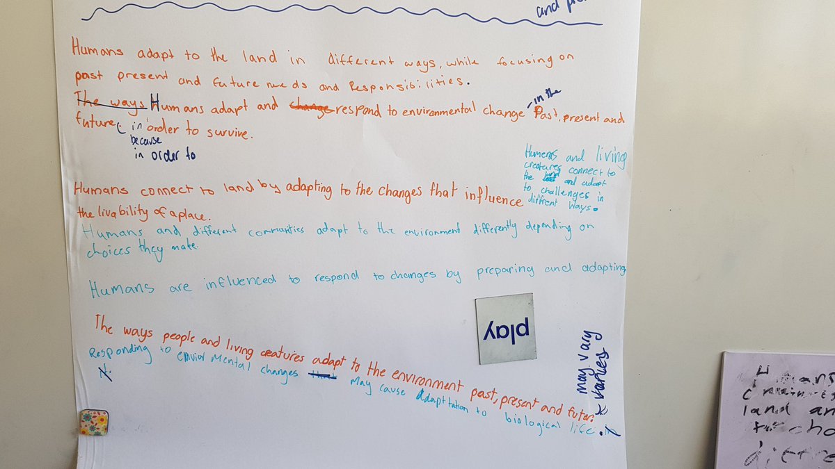 BurkeyPYP's tweet photo. #PYPclassroom #ibpyp #SharingthePlanet for this UoI, I held back on presenting the central idea to the Ss and instead relied on the Lines of Inq. Today, at the end of the unit, they had a crack at writing the CI themselves. It was great to see what big ideas they took away. https://t.co/5gUgYP03cb