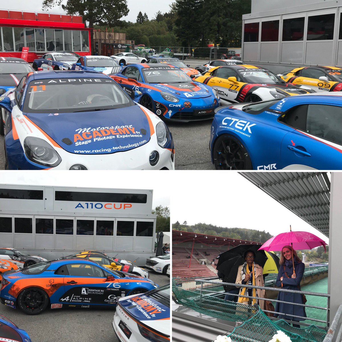 AVANTAGERH's tweet photo. Après une performance au #defiinterentreprises, nous avons pris la route du @circuitspa pour encourager @PierreSancinena, leader de l’@AlpineEuropaCup. Un week-end pluvieux mais heureux avec des clients ravis de l’expérience vécue! #createurdemotion #experienceclient #recrutement https://t.co/PSOl8TdzjV