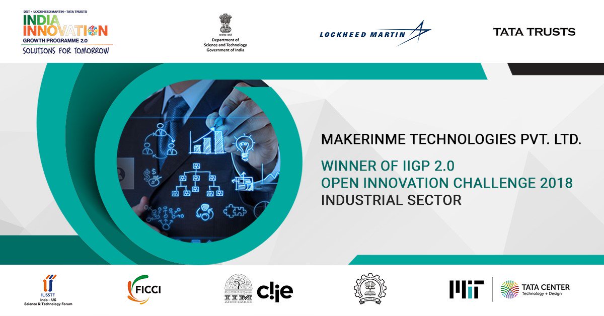 iigp2's tweet photo. Meet Makerinme Technologies! One of the winners of #IIGP2.0 Open Innovation Challenge 2018. Their innovation @cretile, a kit of plug-n-play robotic, automation, IoT &amp; electric modular building block which aims to empower creates to bring their dream creations into being https://t.co/oMP3StAuzd