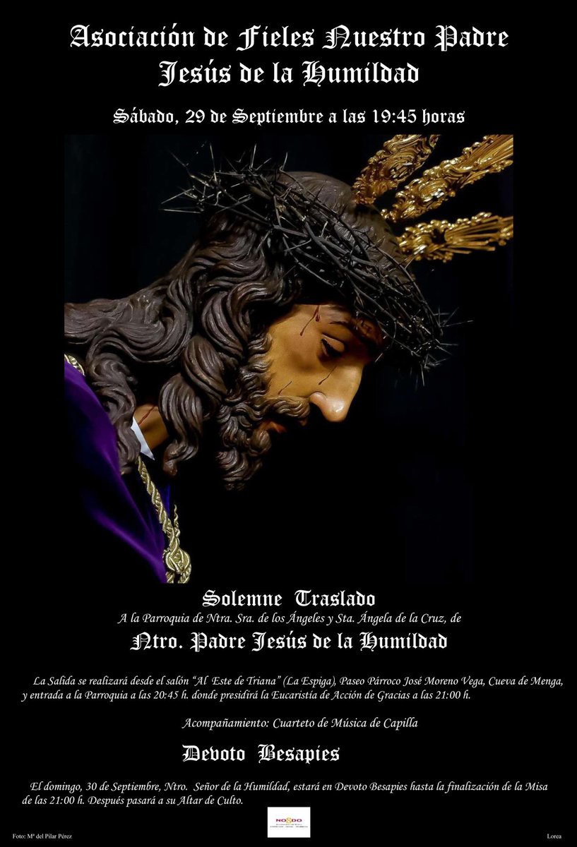 TCEspiga's tweet photo. El próximo Sábado Traslado a la Parroquia N. Sra. De los Ángeles y Sta. Ángela de la Cruz de nuestro Cristo. Acompañamos. https://t.co/gYtSVfncft
