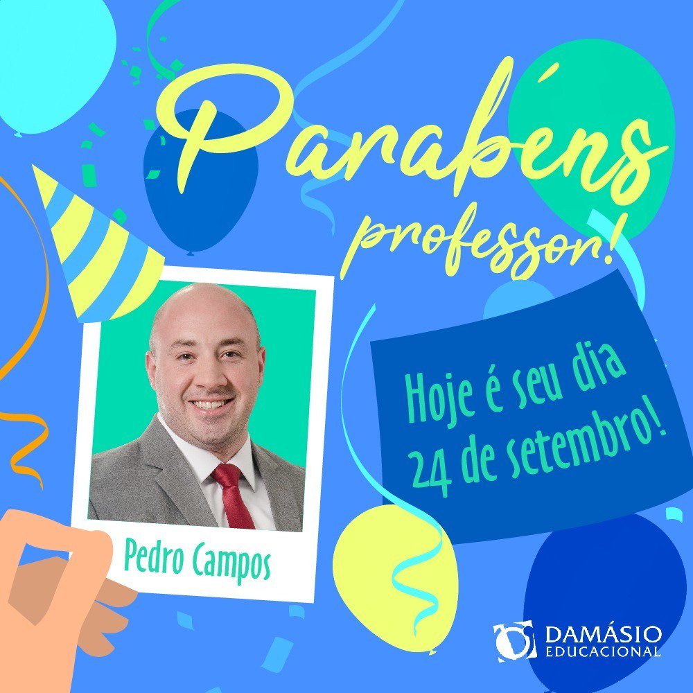 cursodamasio's tweet photo. Parabéns, @ProfPedroCampos!!! Nós do Damásio desejamos que você seja sempre feliz e que nunca lhe falte AMOR, PAZ e SAÚDE em sua vida. 🎂👏🎁

#SouDamasio #SomosDamasio #TimeDamasio #OrgulhodeserDamasio https://t.co/8deq2e2J0R