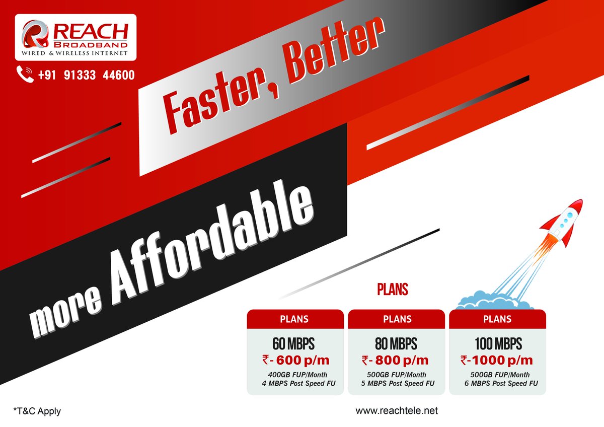BroadbandReach's tweet photo. Blast Off with Superfast Internet Speeds!!!
Call Us Now at 91333 44600 or visit https://t.co/qorWYZwEXG
#NoMoreBuffering with Reach Broadband
#Manikonda #Puppalguda #Alkapuri #Narsingi #Kokapet #Gandipet https://t.co/004TypC7CW