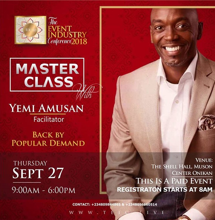yemusan1's tweet image. Honoured to be speaking at The Event Industry Conference 2018 this Thursday... Live...Learn...Be inspired!#mytypeofevent