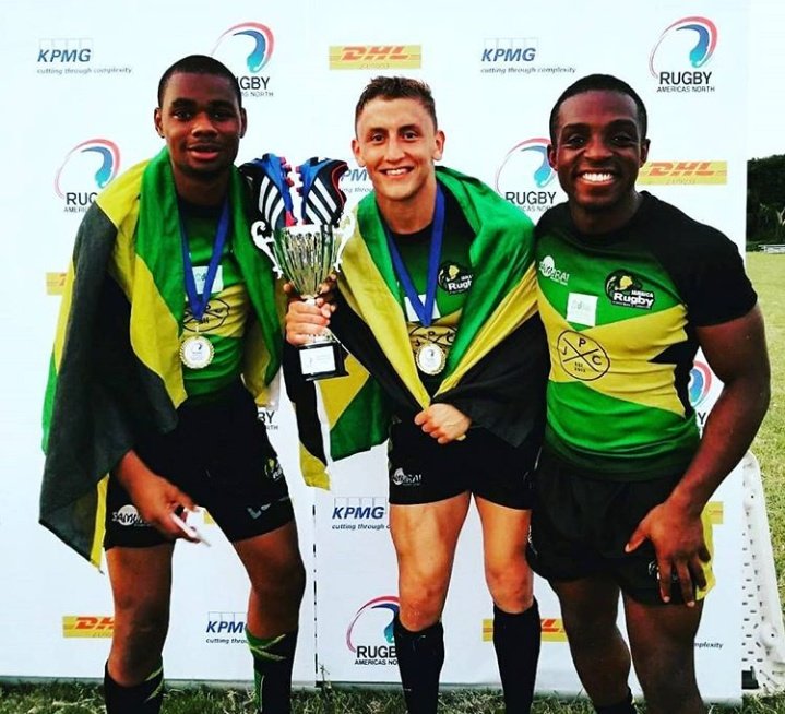 KingsrugbyUK's tweet photo. Your 2018 @RugbyAmericasN 7s champions @Jamaica_Rugby. Qualification for @OfficialHK7s &amp; @Lima2019Games secured 🤙🇯🇲🏆🏉🇯🇲🥇🇯🇲🐊 #RAN7s #BackToBack @GarStoppani @OmarDee21 @marcus_webber @Ashley_Smith11 @ConanOsborne @oshaneedie6 @warrenweir876 @DynealFessal @SamCaven14 https://t.co/Yh7v9QmEsh