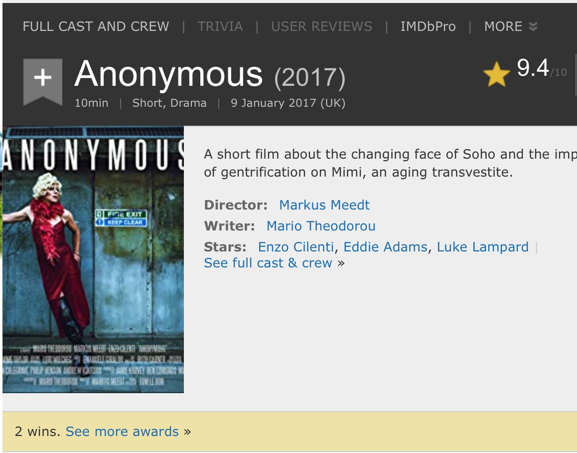 MarioTheodorou's tweet photo. 9.4 not a bad rating to have on @IMDb If you haven't seen @Anon_ShortFilm yet, you can see it here https://t.co/zzW1zWfj1B Enjoy! https://t.co/lkUZfbdUWY