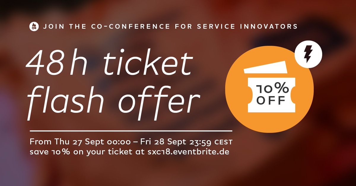 #SXC18 is back and we have a special deal for you! We’ll have a 48h flash offer later this week. If you’re still contemplating, now is the time to grab your ticket. 

From Thursday to Friday, you can secure your #SXC18 ticket at 10% off – by visiting sxc18.eventbrite.de