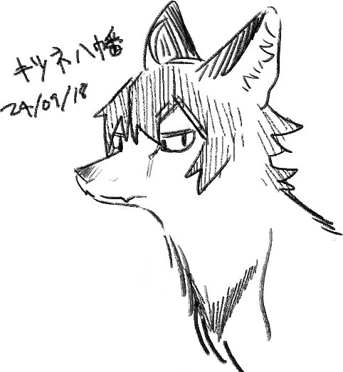 課題やってると狐八幡描きたくなってくるから落書き 